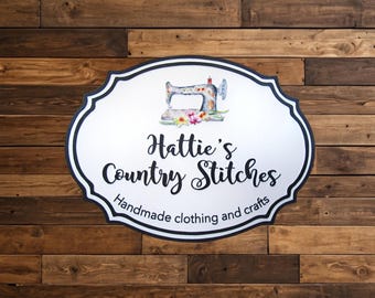 Raised Rustic Sewing Logo Sign • 3D UV‑Printed Custom Business Branding • Handmade Boutique Sign for Clothing Craft Makers