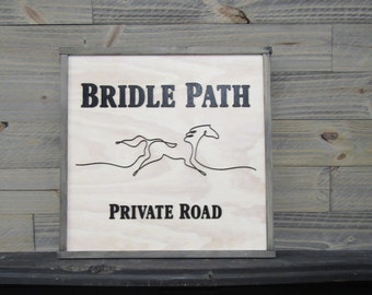 Large Custom Ranch Signage Bridal Path Private Drive Sign Company Name Square Oversized Rustic Business Logo Co Wood Laser Cut Out 3D Horse