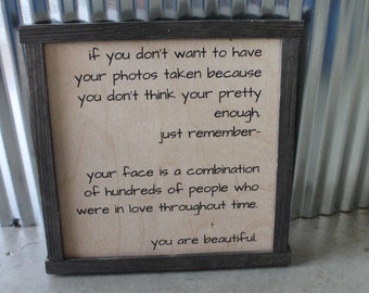 You are Beautiful People in love Photos Inspire Quote Remember Self love Country Square Pattern Block Wall Art Farmhouse Primitive Rustic