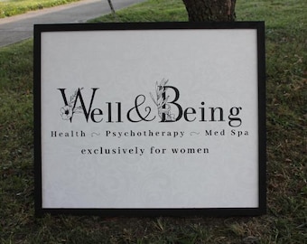 Custom Wood Sign Business Commerical Signage Wellness Women Spa Therapy Relax Print Image Framed Signage Color Logo Large Personalized Decor
