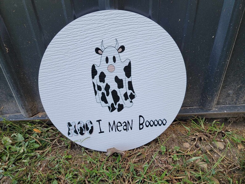 Boo Moo Ghost Cow Cow Print Halloween Fall Porch Pumpkin Autumn Gourd ...