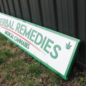 Medical Remedies Cannabis Dispensary Sign Wooden Handmade 3D Business Commerical Signage Herbal Layered Sign Single or Double sided image 6