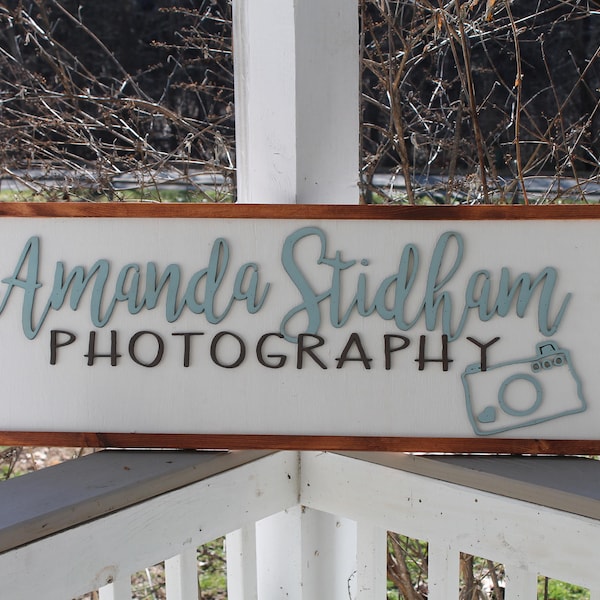 Wood Photo Studio Sign Artistic Art Room Photography Studio Small Business Laser-Cut Custom Professional Shop Personalized Storefront Logo