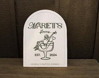 Custom Mobile Bar Sign: Personalized Crafted Drinks Event Decor