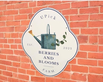 Custom UPick Garden Sign – Waterproof PVC, Contour Watering Can, Fade & Mold Resistant