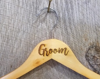 Groom Suit Clothes Hanger Bridal Party Engraved Hard Wood Coat Sturdy Wedding Bromellow Personalized