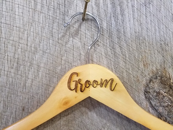 Groom Suit Clothes Hanger Bridal Party Engraved Hard Wood Coat Sturdy Wedding Bromellow Personalized