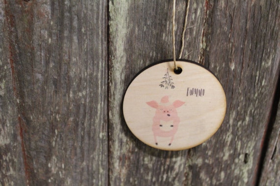 Pig Ornament Santa Pig Choir Singing Merry Christmas Piggy FaLaLa Mistletoe Keychain Circle Hanger Sign Gift Tree