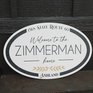Oval Textured Outdoor Custom Made Sign Home Welcome PVC Weather Water Proof Sturdy Family Fade Mold Resistant Personalized Printed Any Color