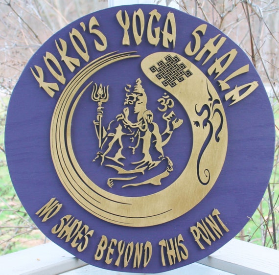 Large Custom Business Sign Martial Arts Yoga Karate Lord Shiva Gold Purple Your Graphic Business Logo Extra Large Round Commercial Signage