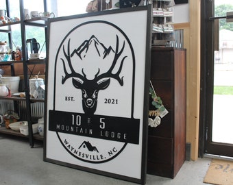 Custom Outdoor Farm Sign Deer Processing Commercial Buck Rack Business Sign Rectangle Large Small Business Logo Laser Cut Wood Sign