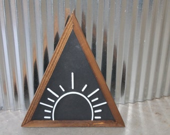 Sun Sunshine Rays Sunset Triangle  Framed 3D Handmade Art Decor Wooden Sign Raised Layered Sign