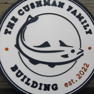Custom Family Building Sign Personalized Customizable Fish Fisher Bait and Tackle Outdoorsman Signage Round Boating Dock Wooden Handmade