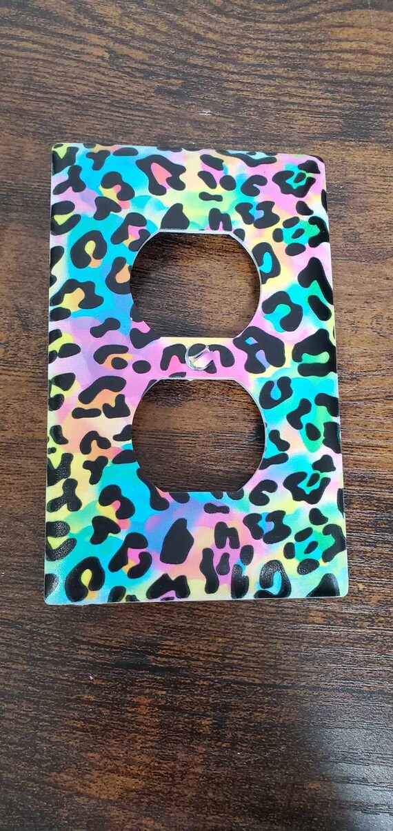 Cheetah Print Rainbow Nursery Spring Printed in Color Light Switch Cover Plate Durable Baby Room Kids Room