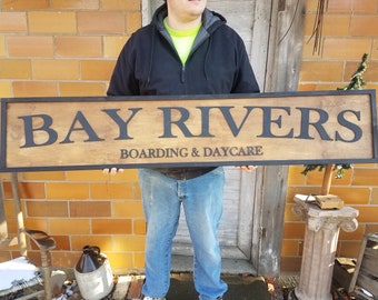 Large Custom Boarding Day Care Sign, Over-sized Rustic Business Logo, Wood, Laser Cut Out, 3D, Extra Large, Sign Footstepsinthepast