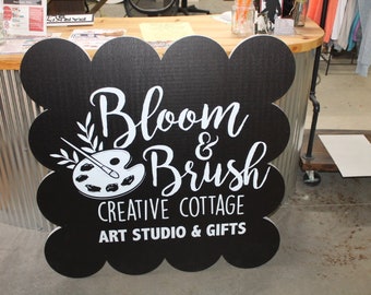 Custom Weatherproof PVC Sign Smooth Scallop Bubble Personalized Square Sustainable  Ready for your Logo Great for hanging or wall mounted
