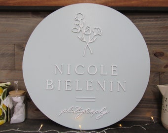 Custom Photography Business Photographer Your Logo Colors Affordable Commerical Signage Wooden Handmade Minimalist Style Booth Studio Sign