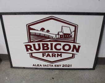 Custom Business Sign Rectangle 3D Large Custom Farm Homestead Family Company Indoor Outdoor Farmer Logo Laser Cut Wood Sign Barn Farm