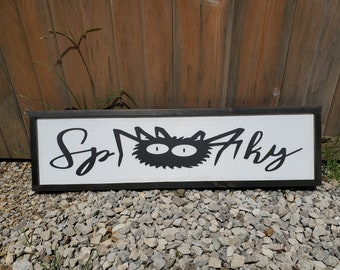 Spooky Spider, Halloween Sign, Decor, Wall, Wood, 3D, Handmade, Laser Cut, Primitive, Rustic, Raised, Graphic, Decoration