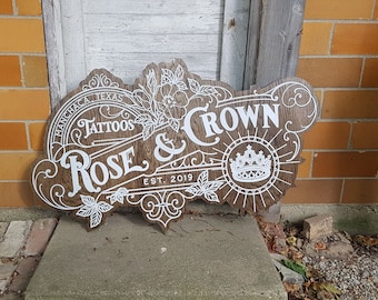 Large Custom wood Tattoo Business Sign, Small Business, We Use Your Actual Graphic, Business Logo, Wood, Laser Cut Out, 3D, Extra Large