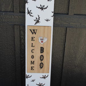 Batty Welcome Boo Halloween Porch Leaner: Spooky Door Decor