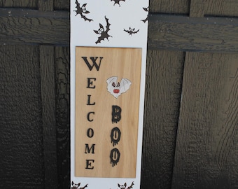 Batty Welcome Boo Porch Leaner Ghost Halloween Spooky Porch Decor Door Decor Welcome Sign