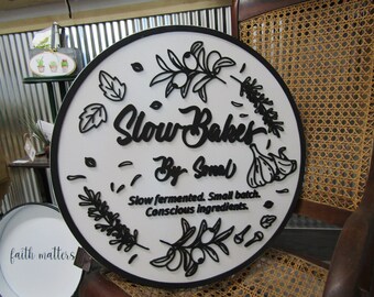 Custom Wood Sign Bakery Cut Out Round Sign Herbs Spices Small Batch Oven Sign Small Business Commerical Signage Personalized Logo Handmade