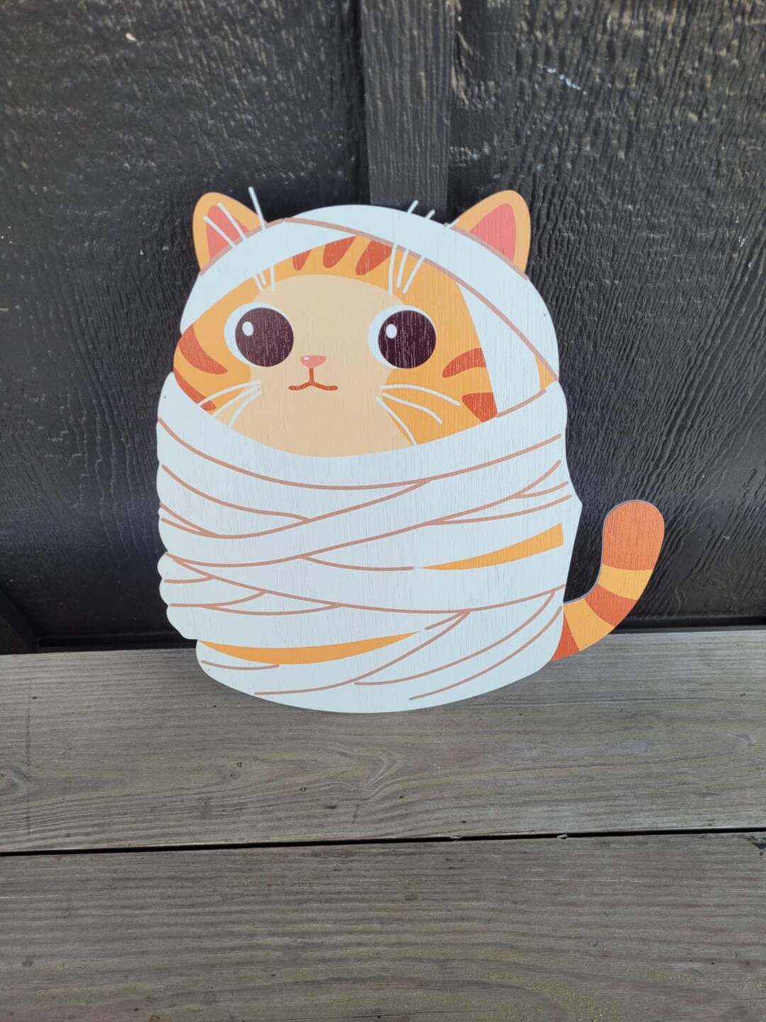 Mummy Cat Halloween Cute Spooky Decoration Wrapped up Color Print Kid ...