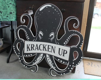 Kracken Octopus Squid PVC Contoured Sealife Nautical Sail Boat Boater Life Sign Sailor Ocean Beach Restaurant Speakeasy Deep Sea