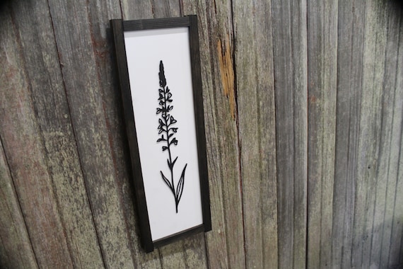 Lavender Wood Sign Plant 3D Botanical Plant Organic Black and White Herb Decoration Minimalist Wall Art Farmhouse Rustic Primitive Simple