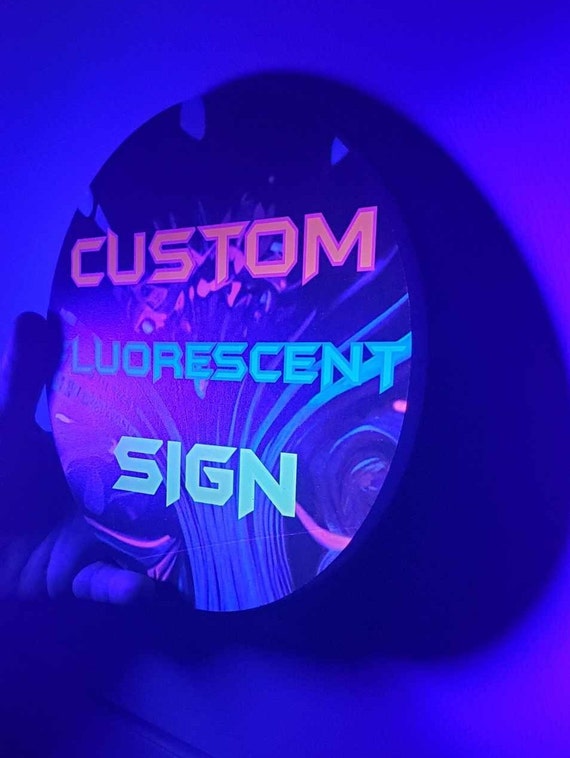 Custom Personalized Black Light Sign UV Printed Fluorescent Glow Look Your Logo Image Here PVC Ultraviolet Nightclub Putt Putt Haunted