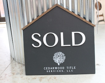 Your Actual Logo Business Hanging Sold Property Sign Business Custom Personalized Home Decor Plaque Wall Art Color Wood Print 3D