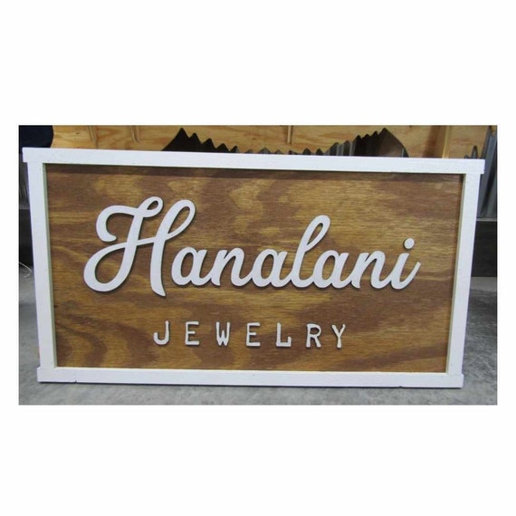 Permanent Jewelry Custom Business Signage Rectangle 3D Vendor Booth Fair Display Indoor Outdoor Small Business Logo Laser Cut Wood