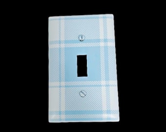 Blue Plaid Light Switch Cover • Printed Switch Plate • Modern Farmhouse Wall Plate • Decorative Toggle Cover