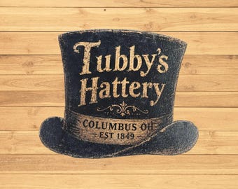Custom Vintage Top Hat Printed Wood Sign – Logo and Established Date – Rustic Business Wall Accent for Shops and Offices
