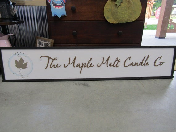 Candle Company Sign Handmade 3D Printed Maple Logo Personalized Cursive Custom Company Business Signage Wax Small Shop