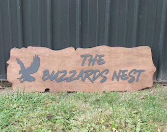 Buzzard Predatory Bird Nest Mock Live Edge Business Grove 3D Laser Cut Router Natural Raised off the Board Indoor Outdoor Clubhouse Gift