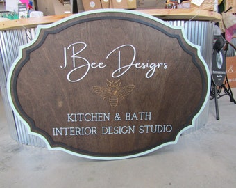 Custom Interior Design Wood Sign Commerical Signage Kitchen and Bath Business Outdoor Entrance Sign Personalized Large Handmade Logo Oval