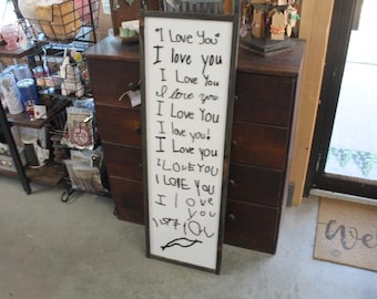 Custom Gift I love you Handwriting Sign Kids Parents Grandparents for her Gift for him Raised 3D Note Reminder Wedding Christmas for Mom