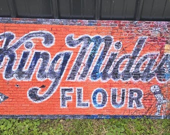 Antique King Midas Flour Barn Sign PVC Textured Weatherproof Fade Resistant Rustic Waterproof Décor Printed Outdoor Baking Vintage Retro