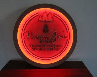 Custom Light Up Logo Sign: Wooden Business Sign with Remote