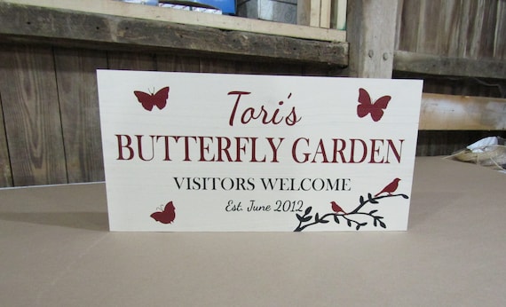 Custom Memorial Signage Garden Sign Remembrance Butterfly Garden Welcome Cardinals Uvprinted Image Wood Handmade Made to Order Personalized