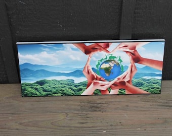 Custom Hands Globe Nature Outdoors Discovery Love the world  Rectangle Smooth Printed Weatherproof Waterproof Durable Sustainable PVC