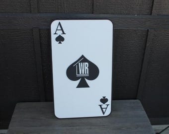 Ace of Spades Playing Card Game Logo Unframed Custom Business Sign Indoor Outdoor Small Business Logo Laser Cut Wood Sign