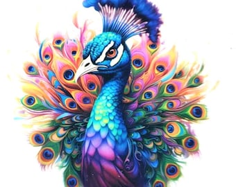 Peacock Assorted Watercolor Theme Decals Waterproof Sheet Full Color Sticker Kids Bright Fun Window Deal Wall Sticker Thermos Painted Bird