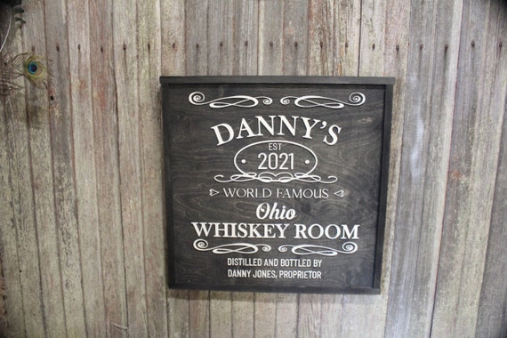 Custom Whiskey Bar Wood Sign Home Bar Man Cave Personalize Proprietor World Famous Pub Saloon Tap Room Brewery Your Name Boyfriend Gift Dad