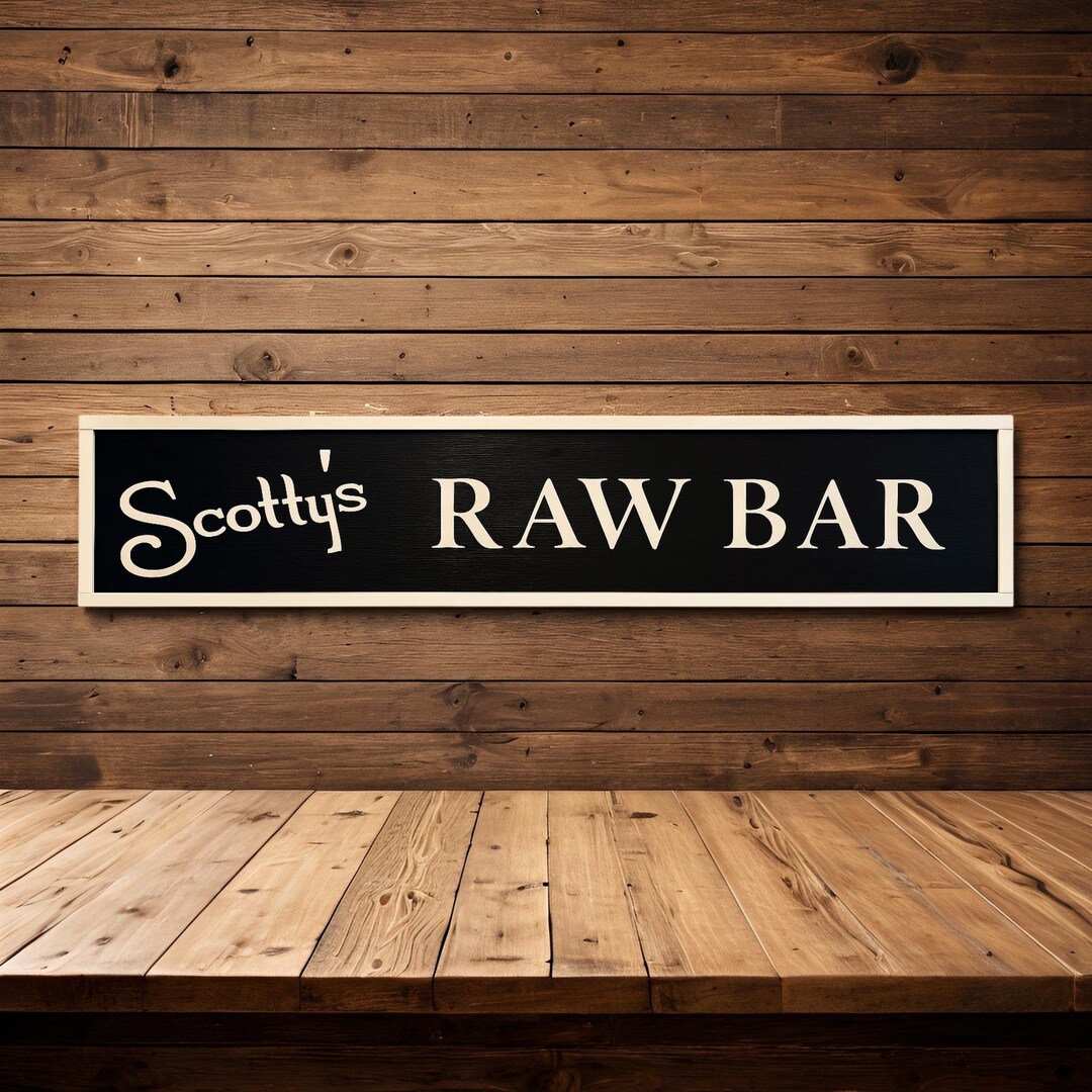 Custom RAW BAR Sign – Personalized Coastal Wood Decor, Seafood ...