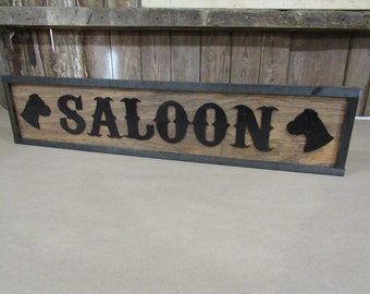 Large Custom Ranch Sign Saloon Western Dog Boxer Over-sized Rustic Business Logo Wood Laser Cut Out 3D Extra Large Sign Footstepsinthepast