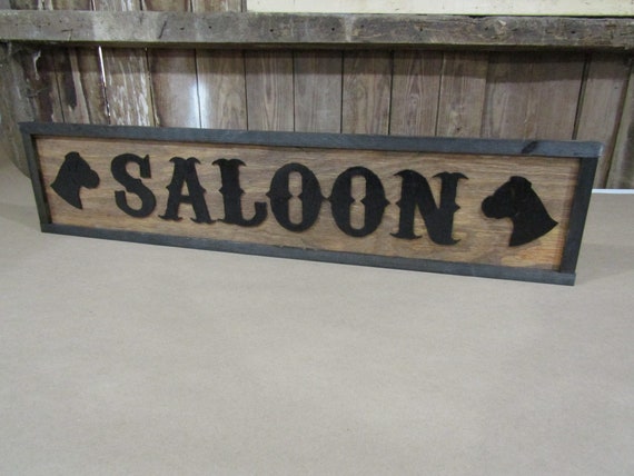 Large Custom Ranch Sign Saloon Western Dog Boxer Over-sized Rustic Business Logo Wood Laser Cut Out 3D Extra Large Sign Footstepsinthepast