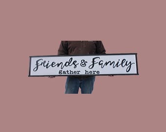 Distressed Farmhouse Gather Sign – Rustic Weathered 3D Wall Decor, Friends & Family Raised Letter Porch Sign, Vintage Country Home Plaque